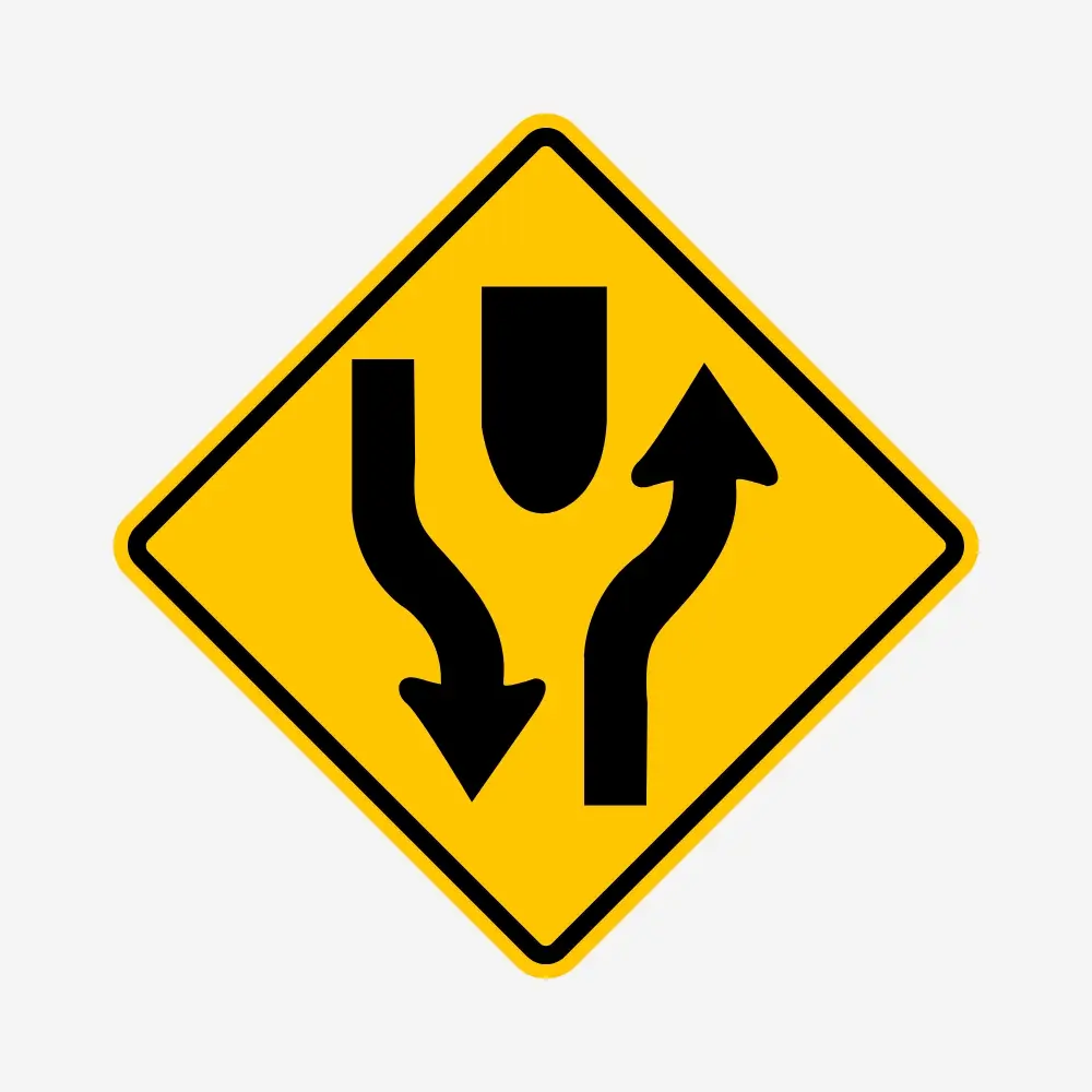 Divided Highway Begins Sign