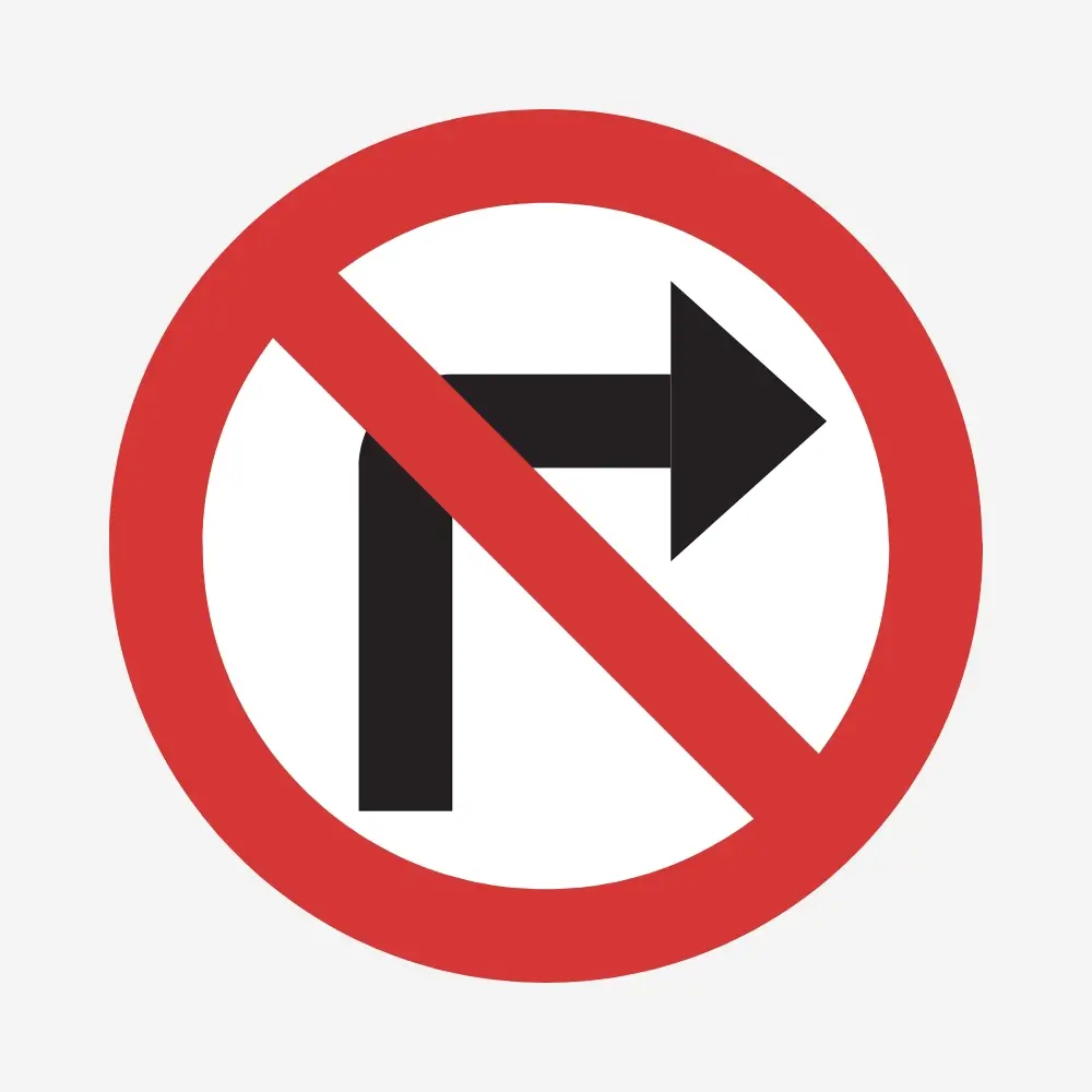 No Right Turn Sign
